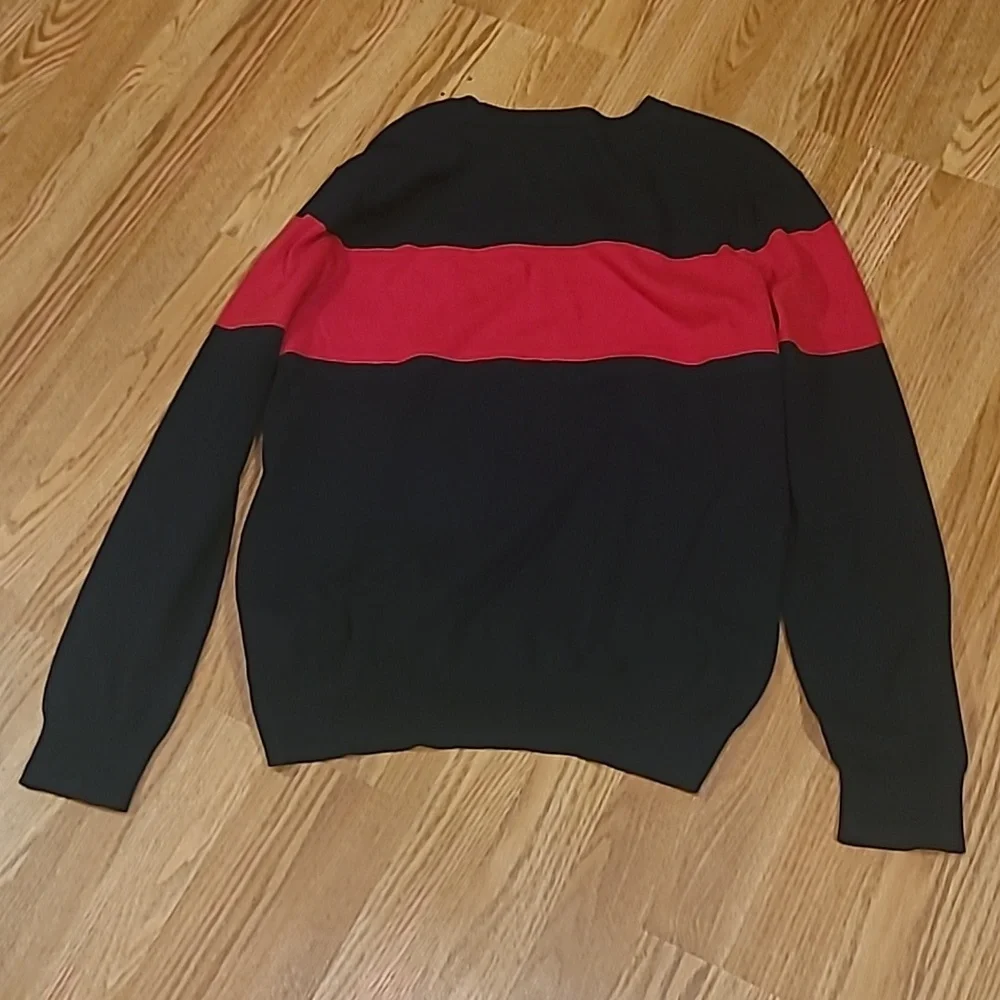 New Polo by Ralph Lauren "POLO" logo cotton sweater navy blue and red sizes L,XL - Picture 7 of 7